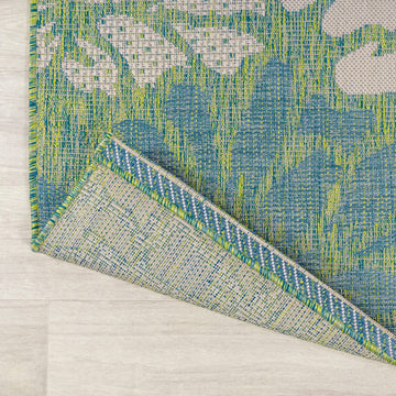 Zinnia Modern Floral Textured Weave Indoor/outdoor Round Rug